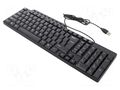 Keyboard; black; USB A; wired,US layout; 1.3m GEMBIRD KB-UM-104