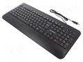 Keyboard; black; USB A; wired,slim,US layout; with LED; 1.5m GEMBIRD KB-UML-03