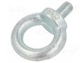 Lifting eye bolt; M12x20; Head: eye; steel; zinc; DIN 580; Ø: 30mm ELESA+GANTER DIN580-M12-ST