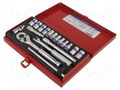 Wrench-set; 8-angles,socket spanner; Mounting: 1/4"; 18pcs. KING TONY KT-2019MR