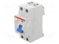 RCD breaker; Inom: 25A; Ires: 30mA; Max surge current: 5000A; IP20 ABB F202AC-25/0.03
