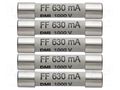 Fuse; 6x32mm; 1kV; 630mA; 5pcs. TESTO TESTO-05900006