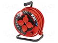 Extension lead; 3x2.5mm2; reel; Sockets: 4; rubber; red; 25m; 16A KEL W-98699