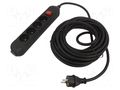 Extension lead; 3x2.5mm2; Sockets: 4; PVC; black; 10m; 16A; PRO JONEX 470WSPROV/2.5-10B