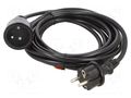 Extension lead; 3x1.5mm2; Schuko; Sockets: 1; PVC; black; 5m; 16A PLASTROL W-98436