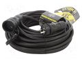Extension lead; 3x2.5mm2; Sockets: 1; rubber; black; 25m; 16A KEL W-99151