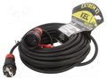 Extension lead; 3x2.5mm2; Sockets: 1; rubber; black; 20m; 16A KEL W-99181