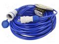 Extension lead; 3x1.5mm2; Sockets: 1; PUR; blue; 50m; 16A KEL W-99190