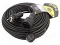 Extension lead; 3x1.5mm2; Sockets: 1; rubber; black; 40m; 16A KEL W-99199