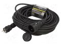 Extension lead; 3x2.5mm2; Sockets: 1; rubber; black; 30m; 16A KEL W-99201