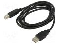 Cable; USB 2.0; USB A plug,USB B plug; 3m; black; Cu; 28AWG; PVC ART ART-AL-OEM-101