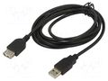 Cable; USB 2.0; USB A socket,USB A plug; 3m; black; Cu; 28AWG ART ART-AL-OEM-111