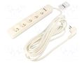 Extension lead; 3x1.5mm2; Sockets: 5; PVC; white; 1.5m; 16A KERG KERG-M02402