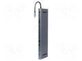 Hub USB; USB 2.0,USB 3.1; Cablexpert; PnP; grey; 5Gbps; 0.15m GEMBIRD A-CM-COMBO9-01
