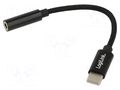 Adapter; Jack 3.5mm 4pin socket,USB C plug; 0.13m; textile LOGILINK UA0398