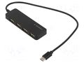 Hub USB; USB A socket x4,USB C plug; USB 2.0; black; 0.3m; ABS GEMBIRD UHB-CM-U2P4-01