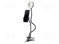 Holder; black; Features: with LED; 5W; 1.5m; smartphone GEMBIRD LED-RING4-PH-01