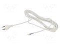 Cable; 2x0.75mm2; CEE 7/16 (C) plug,wires; PVC; 5m; white; 2.5A JONEX WJ-11-2/07/5WH