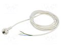 Cable; 3x0.75mm2; CEE 7/7 (E/F) plug angled,wires; PVC; 5m; white JONEX WJ-22-3/075/5WH