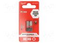 Screwdriver bit; hex key; HEX 6mm; Kind: impact; Overall len: 25mm Milwaukee MW-4932430897