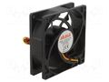 Fan: DC; axial; 12VDC; 80x80x25mm; 31dBA; EBR; 3000rpm; 4.04mmH2O Akasa DFS802512H