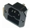 Connector IEC panel mount, with fuse 6A 250V AC/H-3-M+S