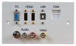 WALLPLATE, 2G, HDMI/VGA/USB B/AV/RJ45 PELR0106