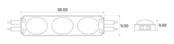 LED modulis BERGMEN AXS-3, 12VDC, 0,72W, 80lm, 183°x142°, 3 x 2835 SMD, IP67, šaltai balta, 7000K 01-001-066-03