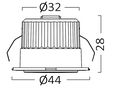 Recessed downloight, hermetic IP54, 3W, 210lm, 3000K, 38°, black cap BH06-00201