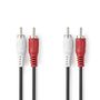 Stereo Audio Cable | 2x RCA Male | 2x RCA Male | Nickel Plated | 10.0 m | Round | Red / White | Label CAGL24200BK100