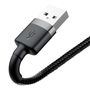 Kabelis USB A kištukas - IP Lightning kištukas 3.0m QC3.0 su nailoniniu šarvu Cafule pilkas/juodas BASEUS CALKLF-RG1 6953156296305