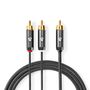 Subwoofer Cable | RCA Male | 2x RCA Male | Gold Plated | 3.00 m | Round | 4.5 mm | Grey / Gun Metal Grey | Cover Window Box CATB24000GY30 5412810324422
