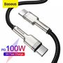 Kabelis USB C kištukas - USB C kištukas, duomenų perdavimui ir krovimui iki 100W 1m juodas Cafule Metal BASEUS CATJK-C01 6953156202320