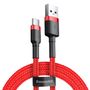 Кабель USB2.0 штекер- USB C штекер, 0.5m, QC3.0, нейлоновая оплётка, красный BASEUS CATKLF-A09 6953156278165