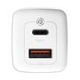 Sieninis įkroviklis GaN2 Lite 65W USB + USB-C QC4+ PD3.0 SCP FCP AFC, baltas CCGAN2L-B02 6953156232945