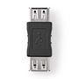 USB-A Adapter | USB 2.0 | USB-A Female | USB-A Female | 480 Mbps | Round | Nickel Plated | PVC | Black | Box CCGB60900BK 5412810289011