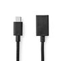 USB-C™ Adapter | USB 3.2 Gen 1 | USB-C™ Male | USB-A Female | 5 Gbps | 0.15 m | Round | Nickel Plated | PVC | Black | Box CCGB61710BK02 5412810289127