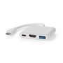 USB Multi-Port Adapter | 3-in-1 | USB 3.2 Gen 1 | USB-C™ Male | HDMI™ Output / USB-A Female / USB-C™ Female | 5 Gbps | 0.10 m | Round | Nickel Plated | PVC | White | Box CCGB64770WT01 5412810416080