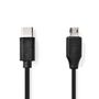 USB Cable | USB 2.0 | USB-C™ Male | USB Micro-B Male | 60 W | 480 Mbps | Nickel Plated | 1.00 m | Round | PVC | Black | Label CCGL60750BK10 5412810421756