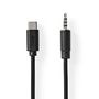 USB-C™ Adapter | USB 2.0 | USB-C™ Male | 3.5 mm Male | 1.00 m | Round | Nickel Plated | Black | Label CCGL65950BK10 5412810422210