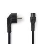 Power Cable | Plug with earth contact male | IEC-320-C5 | Angled | Straight | Nickel Plated | 2.00 m | Round | PVC | Black | Label CEGL10100BK20 5412810425112