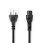 Power Cable | CH Type 12 | IEC-320-C5 | Straight | Straight | Nickel Plated | 2.00 m | Round | PVC | Black | Label CEGL11220BK20 5412810425310