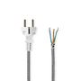 Power Cable | Plug with earth contact male | Open | Straight | Straight | Nickel Plated | 3.00 m | Round | Cotton | Black / White | Label CEGL11930WT 5412810427673