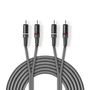 Stereo Audio Cable | 2x RCA Male | 2x RCA Male | Nickel Plated | 3.00 m | Round | Dark Grey | Carton Sleeve COTH24200GY30 5412810295371