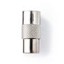 Satellite & Antenna Adapter | IEC (Coax) Male | IEC (Coax) Female | Nickel Plated | 75 Ohm | Straight | Metal | Silver | 1 pcs | Blister CSGB40942ME