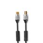 Coax Cable | IEC (Coax) Male | IEC (Coax) Female | Gold Plated | 75 Ohm | Double Shielded | 10.0 m | Round | PVC | Anthracite | Clamshell CSGC40000AT100