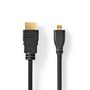 High Speed HDMI™ Cable with Ethernet | HDMI™ Connector | HDMI™ Micro Connector | 4K@30Hz | 10.2 Gbps | 2.00 m | Round | PVC | Black | Label CVGL34700BK20 5412810427130