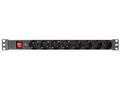 Maitinimo panelė 19'' 8x220V su jungikliu ir temperatūros saugikliu EBP08PDU-G 5410329469344