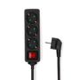 Extension Socket | Type F (CEE 7/7) | 3-Way | 5.00 m | 3680 W | 16 A | Kind of grounding: Side Contacts | 230 V AC 50/60 Hz | Socket angle: 45 ° | H05VV-F 3G1.5mm² | On/Off switch | Black ESOC350F2BK 5412810465934