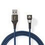 USB Cable | USB 2.0 | USB-A Male | USB-C™ Male | 480 Mbps | Gold Plated | 1.00 m | Round | Braided / Nylon | Black / Blue | Cover Window Box GCTB60600BK10 5412810327140